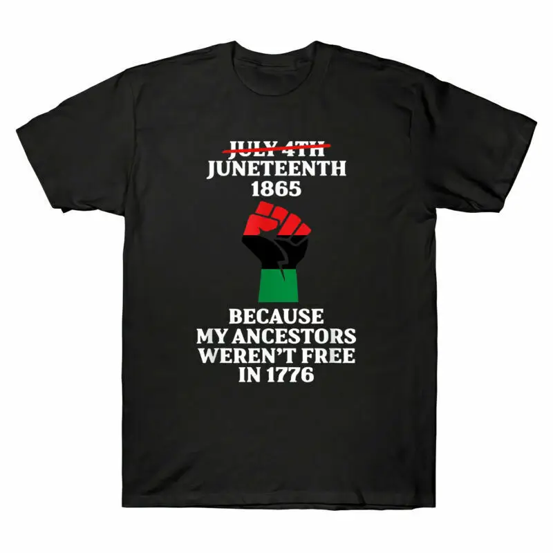 Juneteenth Ancestors  African American Flag Pride   Cotton Tee Anime Graphic T-shirts Unisex 100% cotton