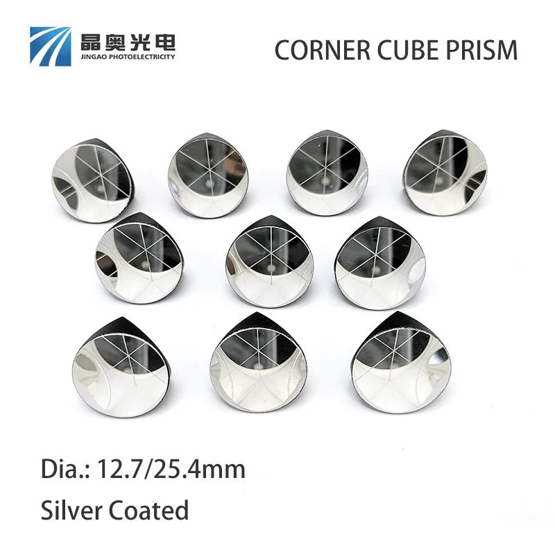 K9 Optical Glass Prism Dia12.7/25.4mm Optical Glass Trihedral Retroreflector Silver Coated Corner Cube Prisms