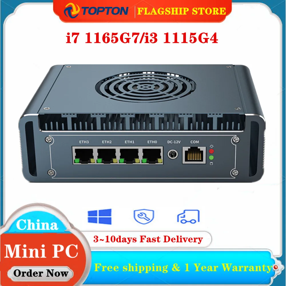 11th Gen Intel Mini Fan Router 4 Intel i226 2.5G LAN i7 1165G7 i3 1115G4 2xDDR4 NVMe Celeron N5105 pfSense Firewall PC komputer