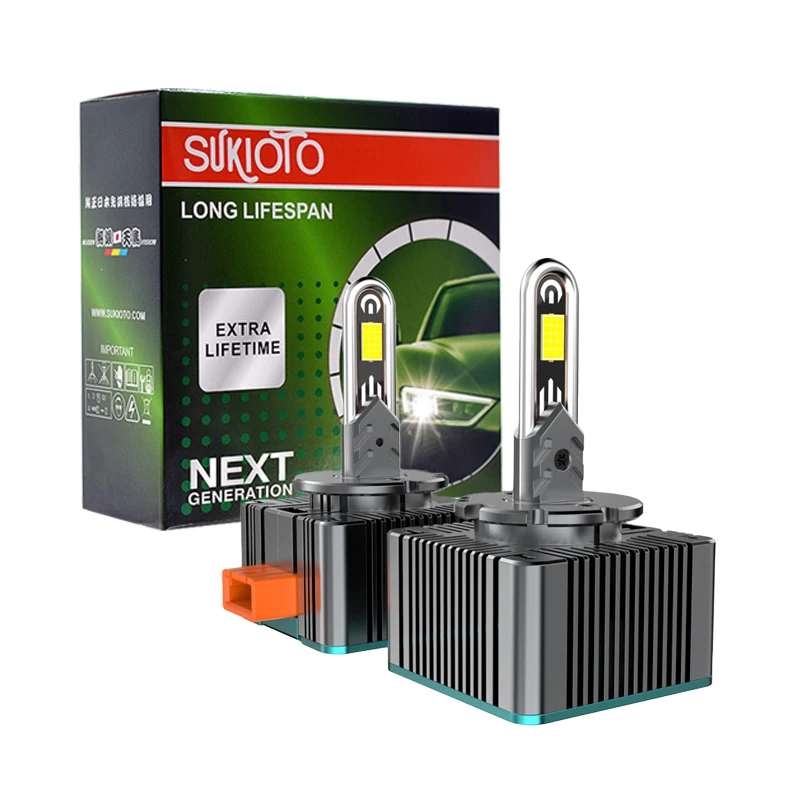 

2PCS SUKIOTO D1S D3S LED Bulbs 30000LM Super Bright 6500K White for HID D1S D1R D3R D3S Xenon Bulb Replacement Plug and Play 12V