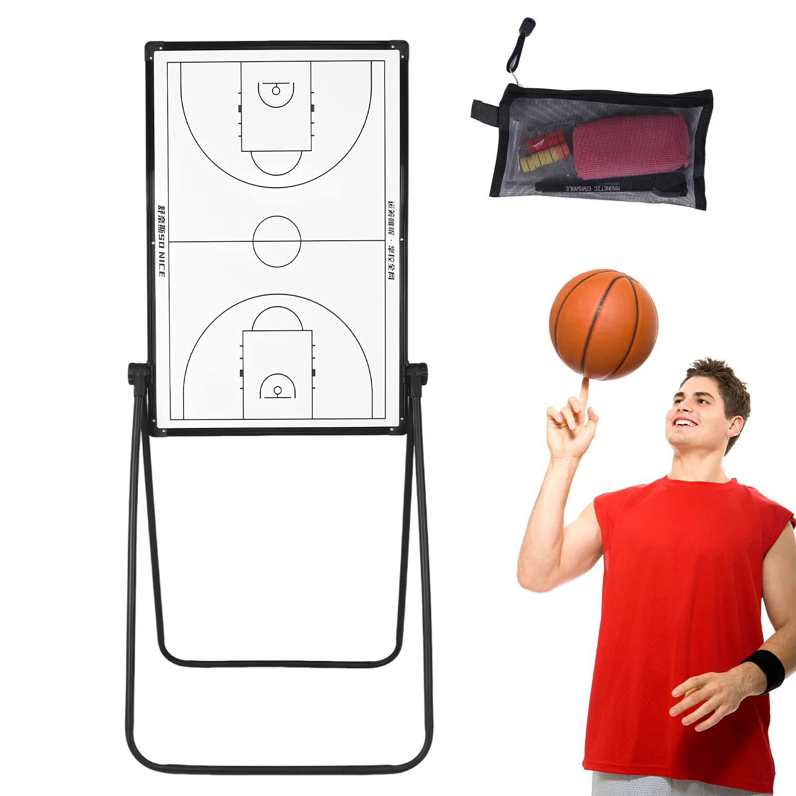 

Basketball Magnetic Board with Markers Eraser Portable Football Clipboard Multi-Purpose for Basketball Soccer Volleyball Coaches