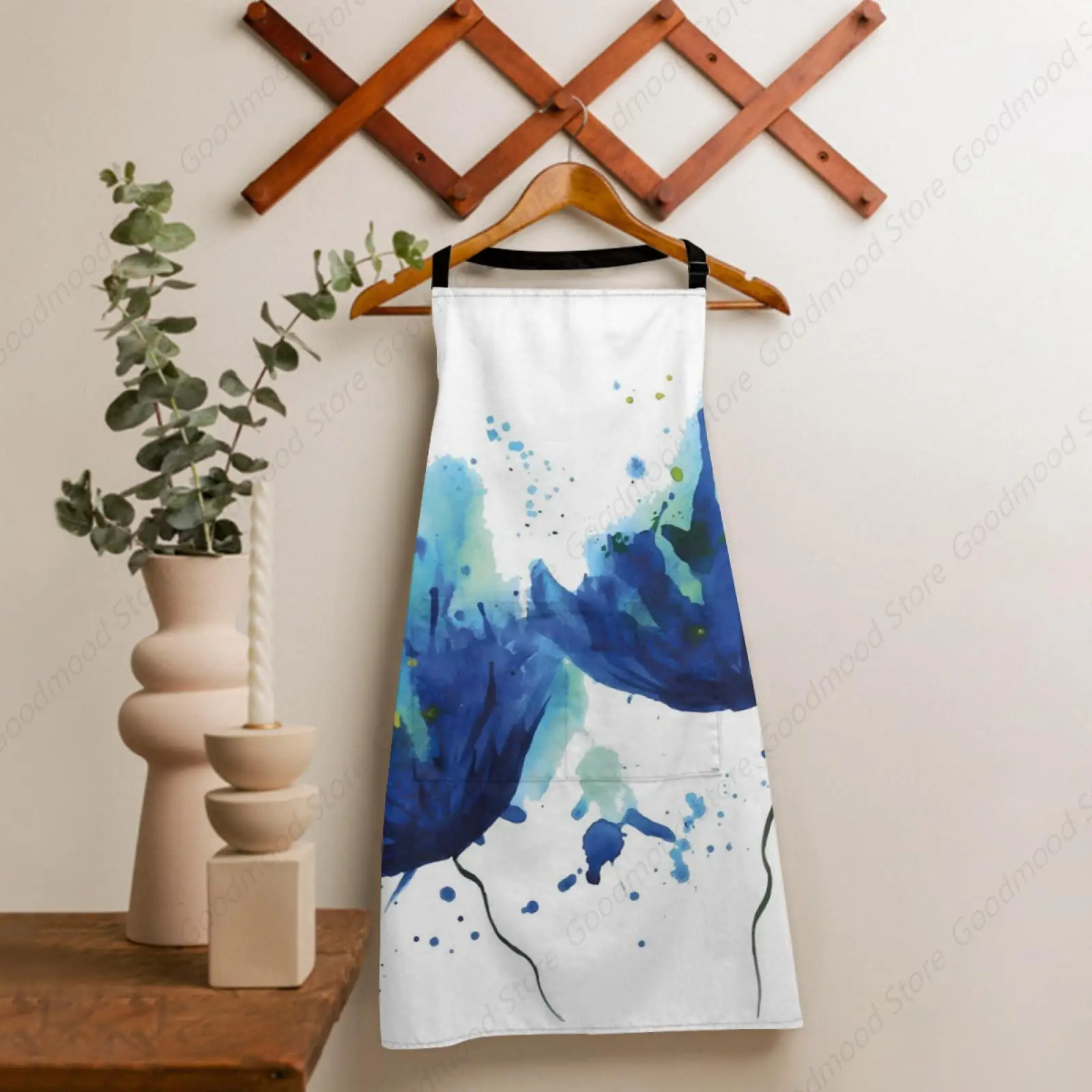 Peacock Hand washable Kitchen Cooking Aprons,Simplistic Abstract Birds Symbols,Adjustable Bib Soft Chef Apron with 2 Pockets