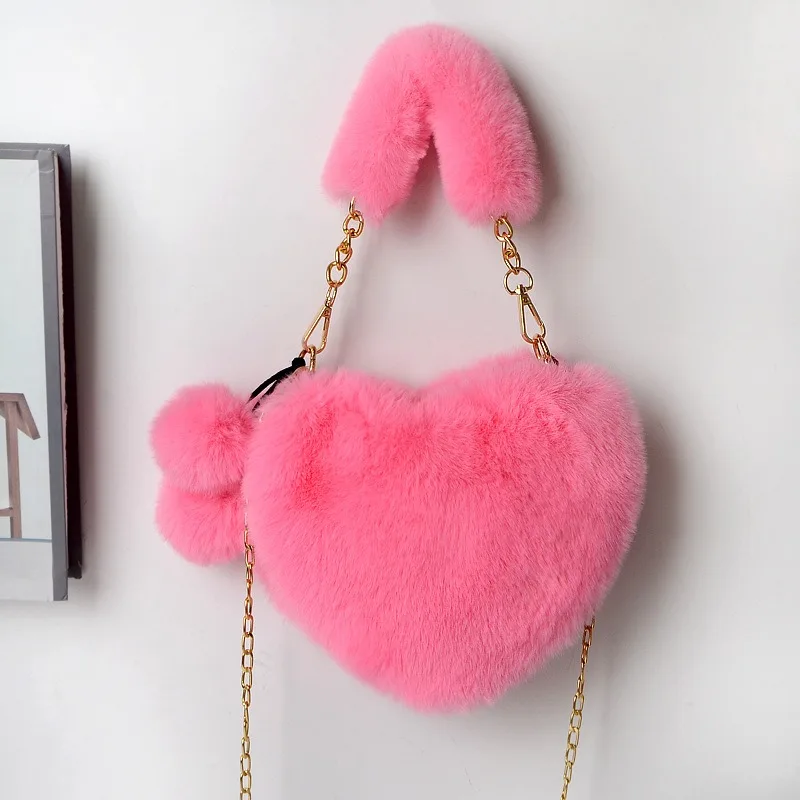 Women Hand Bags New 2023 Plush Love Heart Shaped New Fashionable Solid Color Soft Comfortable Purses and Handbags Bags for Women