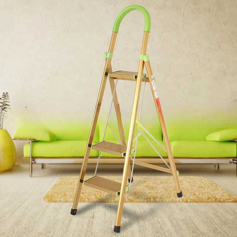 4-step household portable folding ladder/D-type golden aluminum alloy herringbone ladder