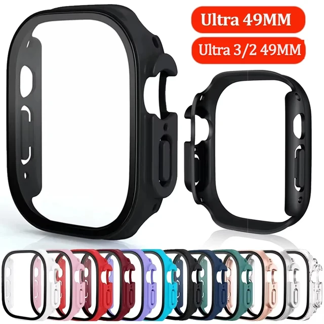 Szkło + Etui do Apple Watch Ultra 3/2 49mm Ochraniacz Ekranu Akcesoria Osłona PC Bumper Szkło Hartowane iwatch series ultra 2 Ochronne