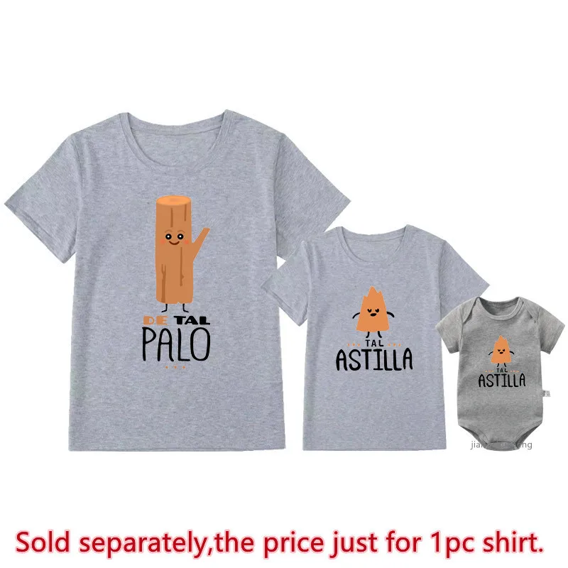 De Tal Palo Tal Astilla Print Funny Family Matching Shirts Cotton Daddy and Me Kids Outfits Baby Rompers Look Father\'s Day Gifts