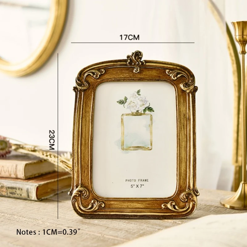 Cadre Photo Vintage en résine Imitation bois, Style cour royale, cadre Photo en relief, ornements de maison