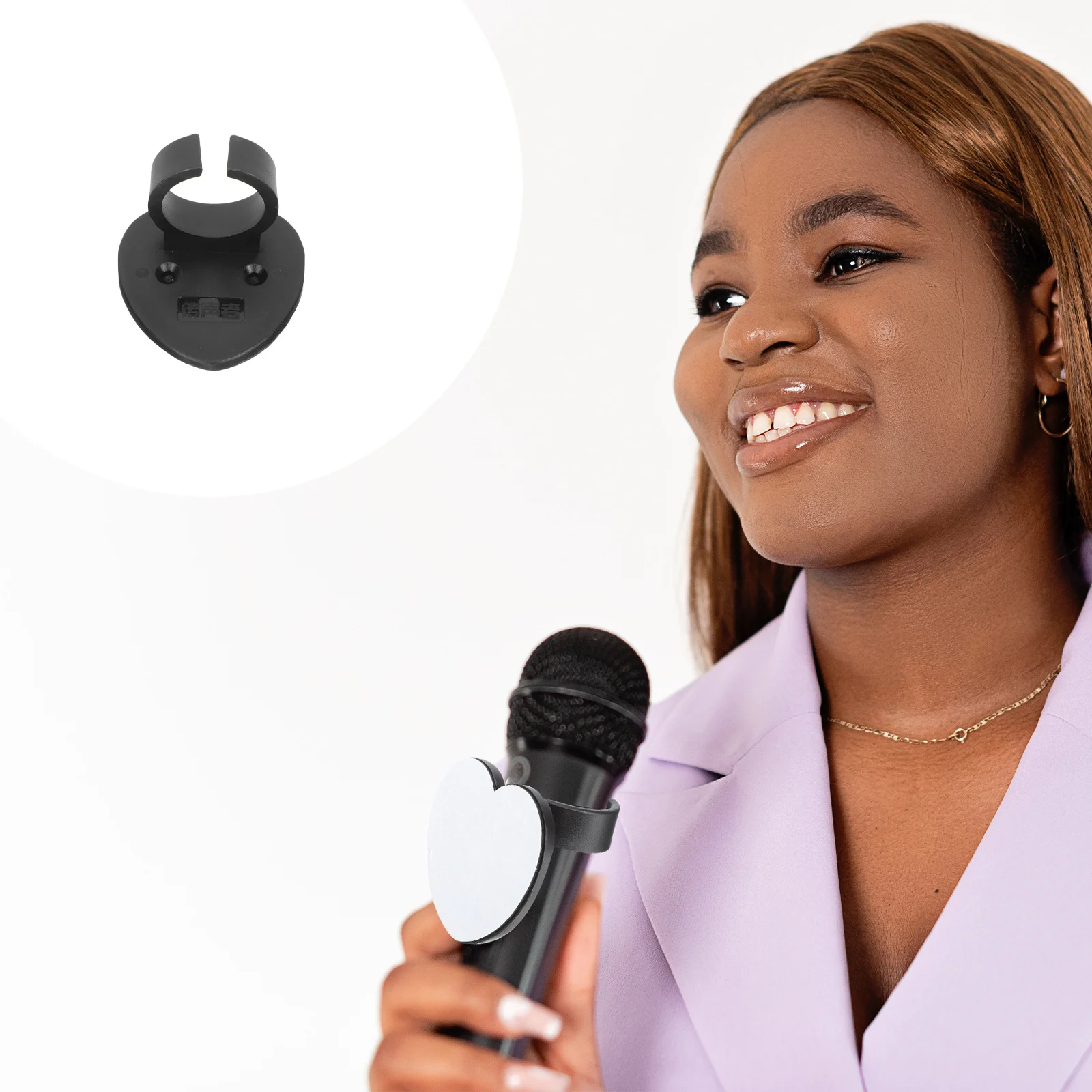 

4Pcs Heart Shaped Microphone Holder Clips ABS Material Adhesive Shockproof Mic Clip Wireless Mic Support Microphone Clip