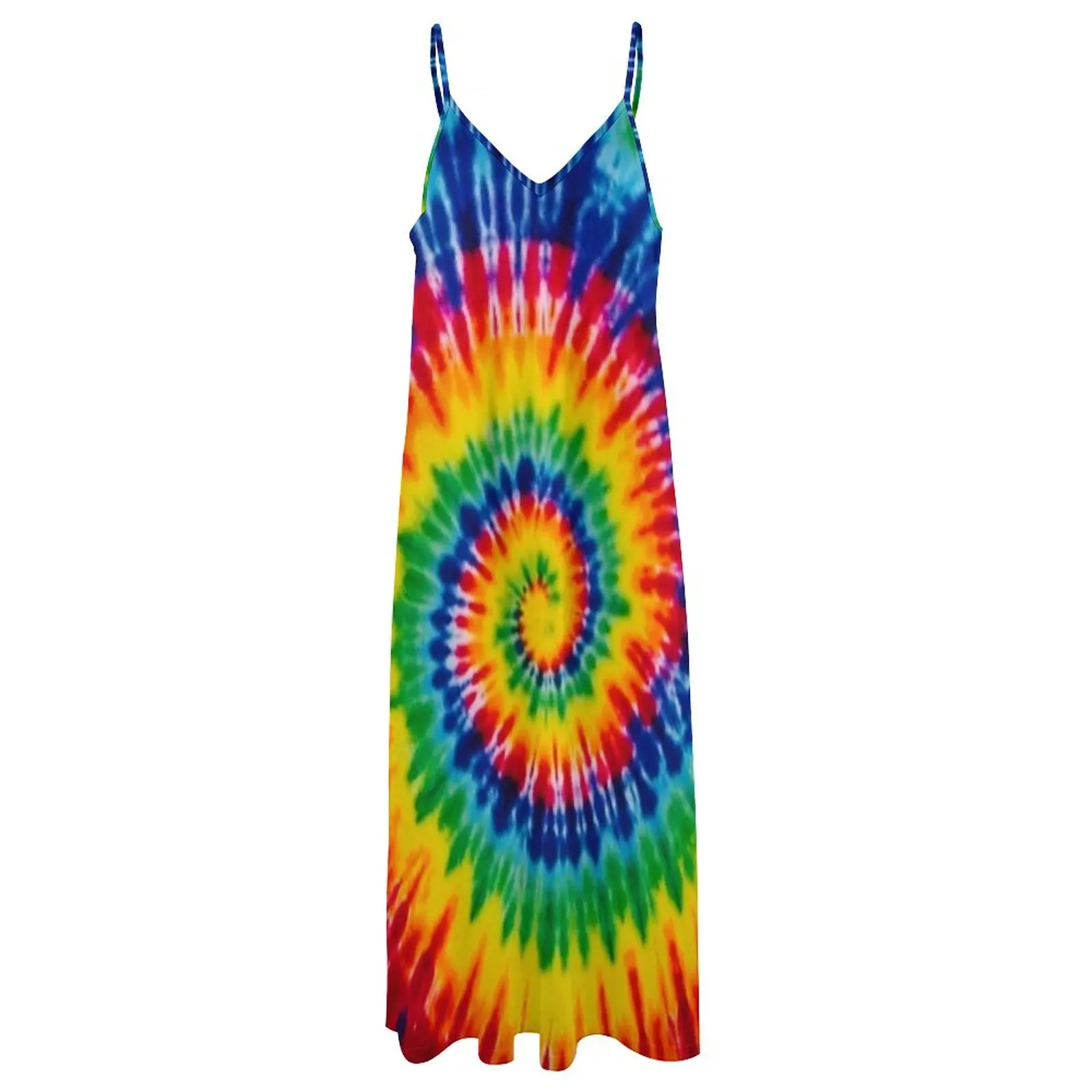 Vestido feminino sem mangas Tie Dye, vestidos de festa longos, luxo elegante