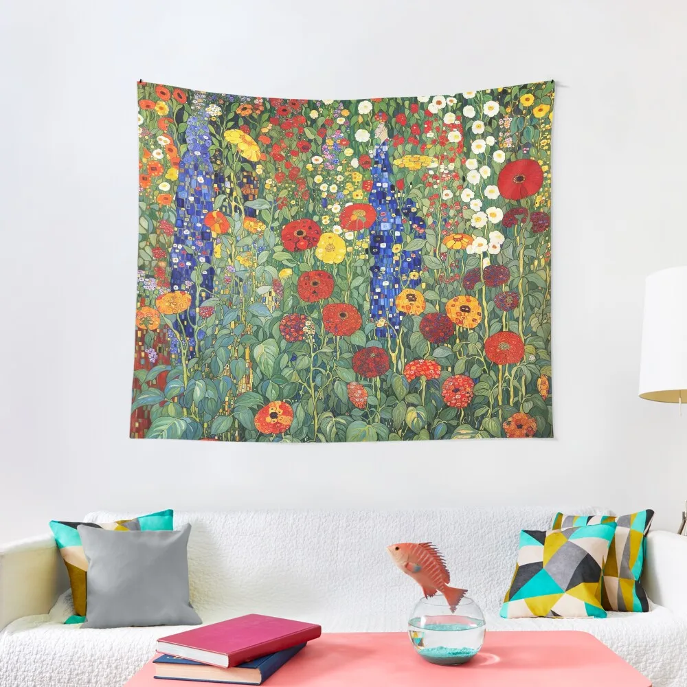 

Gustav Klimt - Flower Garden Tapestry Kawaii Room Decor Wall Hangings Decoration Room Design Tapestry