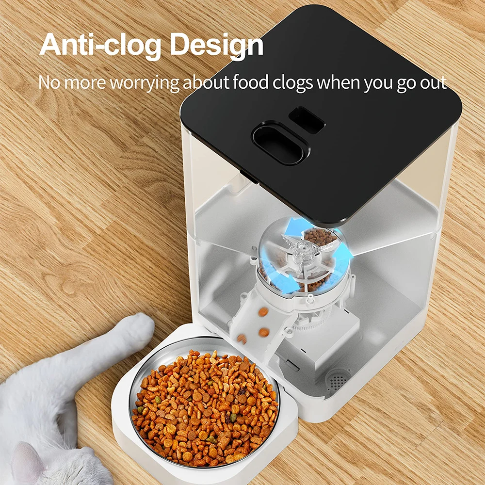 Imagem -04 - Alimentador Automático Tuya Pet App de Grande Capacidade Alimentador Inteligente para Gatos Dispenser Slow Food Dog Wi-fi Voice Timing Pet Feeding Supplies