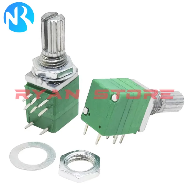 5PCS Potentiometers RK097 RK097N 3/5/6/8Pin 500R B1K 2K 5K B10K 20K 50K B100K B500K 1M Switch Audio Shaft 15mm Amplifier Sealing