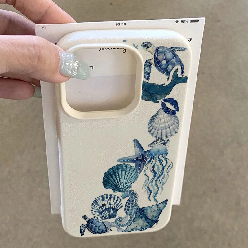 Watercolor Floral Jellyfish Blue Pattern Phone Case For iPhone 17 16 15 14 13 12 11 Pro Max XS XR Plus 17 Air 16 Soft TPU Cover view 6