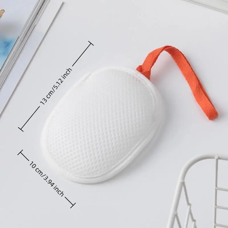 (Ce14)Bath Cleaning Foaming Net With Lanyard Double-Sided Oval Soap Bag Exfoliating Scrubber Sponge Bathroom Mesh Soap Pocket
