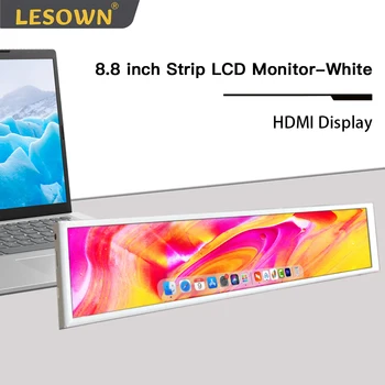 LESOWN PC 노트북용 USB 전원 바 디스플레이, 흰색 보조 모니터, 8.8 인치 터치 480x1920 IPS HDMI 화면