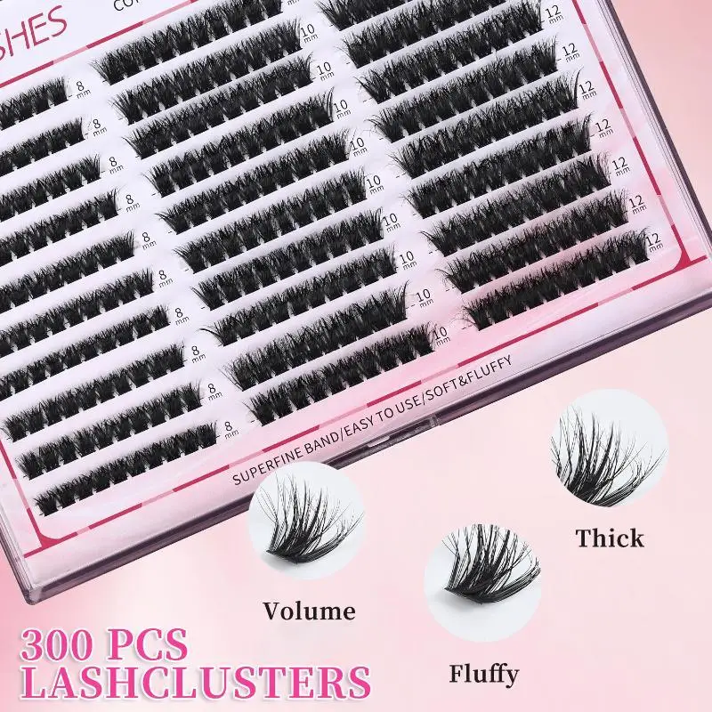 New 30 Rows Cluster Lash Extensions 8-16mm Mix Fluffy 60D 80D 100D Individual Eyelash Extension Cluster Fake Eyelash Tool