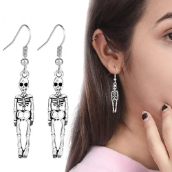 1 Pair Vintage Skull Head Skeleton Drop Dangle Earrings for Women Men Alloy Fashion Hip Hop Goth Jewelry Halloween Accessories