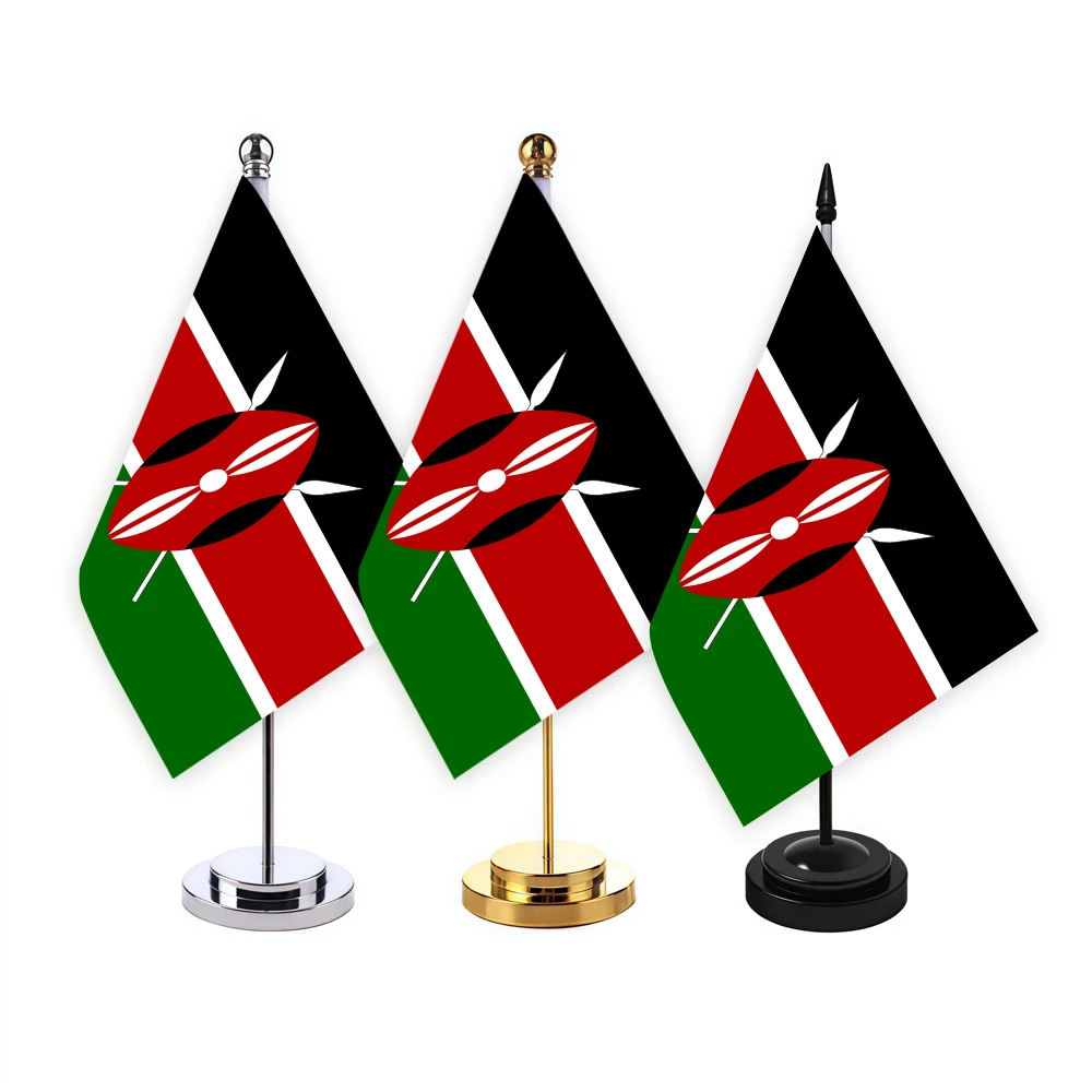 Aerlxemrbrae 14x21cm Office Desk Flag of  Kenya Flag  Kenya desktop Small Decorative Flag with Flagpole