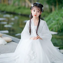 Pink White Hanfu Dress For Girl Fairy Princess Folk Dance Performance Toddler Baby Kid Ancient Chinese Traditional Costume Party