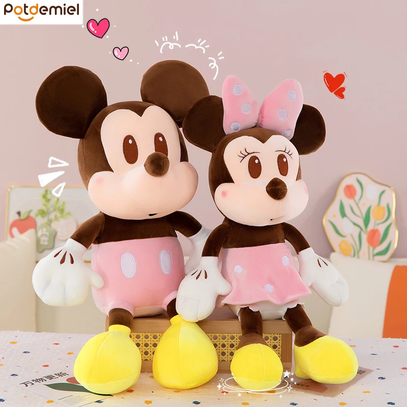 

35 см классические пары розовый Минни Микки Маус Kawaii мягкая плюшевая игрушка кукла день рождения подруга девушка плюшевая кукла Рождественский подарок