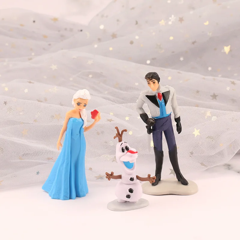 6Pcs Disney Cartoon Movie Frozen Anna Elsa Kristoff Olaf Hans Snow Man Action Figure Pvc Model Collection Kid Adorable Toys Gift