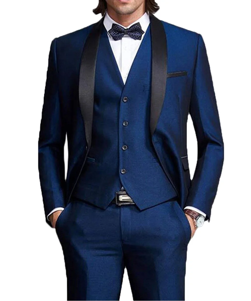 3 Pieces Royal Blue Suits for Men Slim Fit Groom Tuxedo Wedding Suits Best Man Groomsmen Formal Party Suit Male Trajes De Hombre