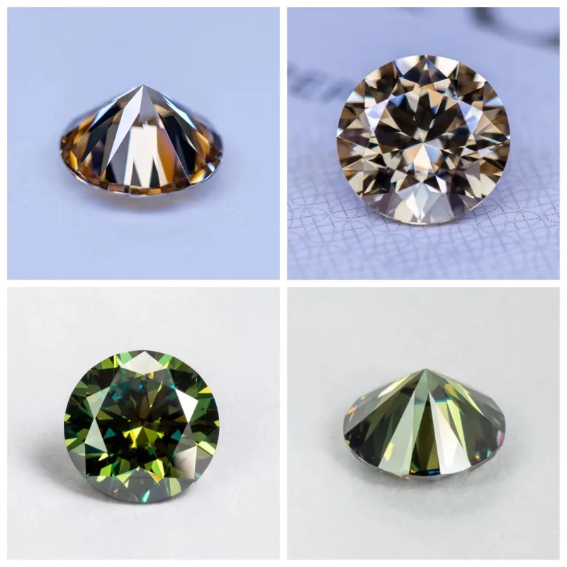 Moissanite Stone Round Cut Rainbow Purple Color DIY Charms Jewelry Making Ring Necklace Earrings Main Materials Certificate
