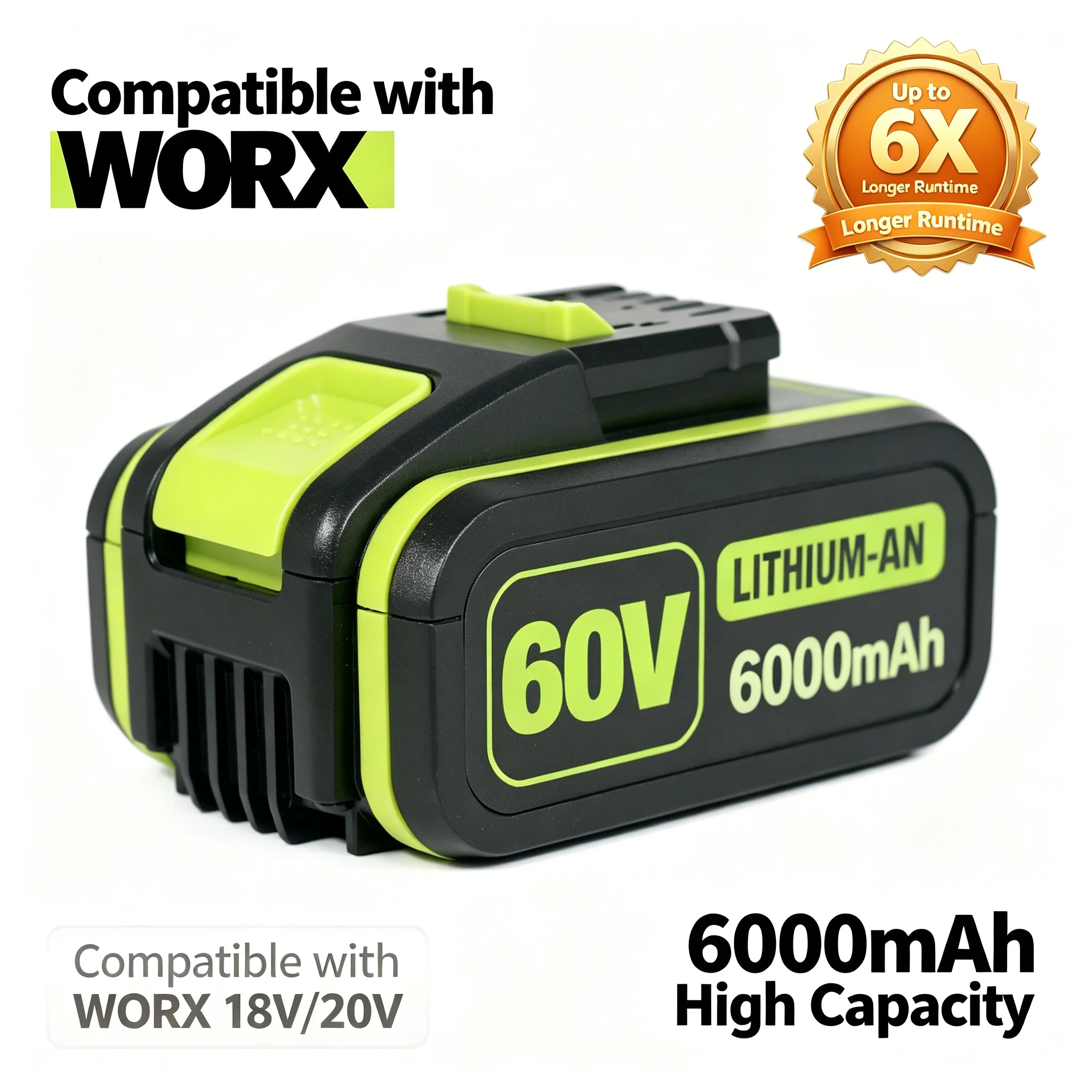 

For Worx 18V6000mah lithium battery FOR WORX 18V 20V WA3016 WA3023 WA3054 WA3027 WA3406 WU279 WU294 WU362 WU388 WU629 WU808