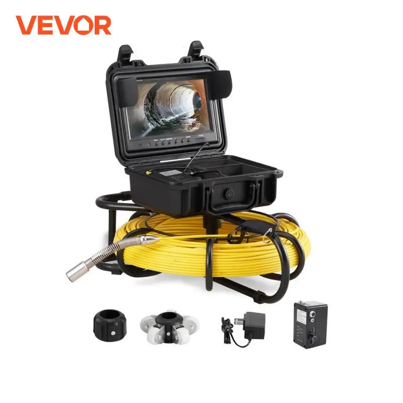 VEVOR Sewer Camera 9 inch Screen Pipeline Inspection Camera with DVR IP68 Waterproof Industrial Borescope for Sewer Drain Pipe