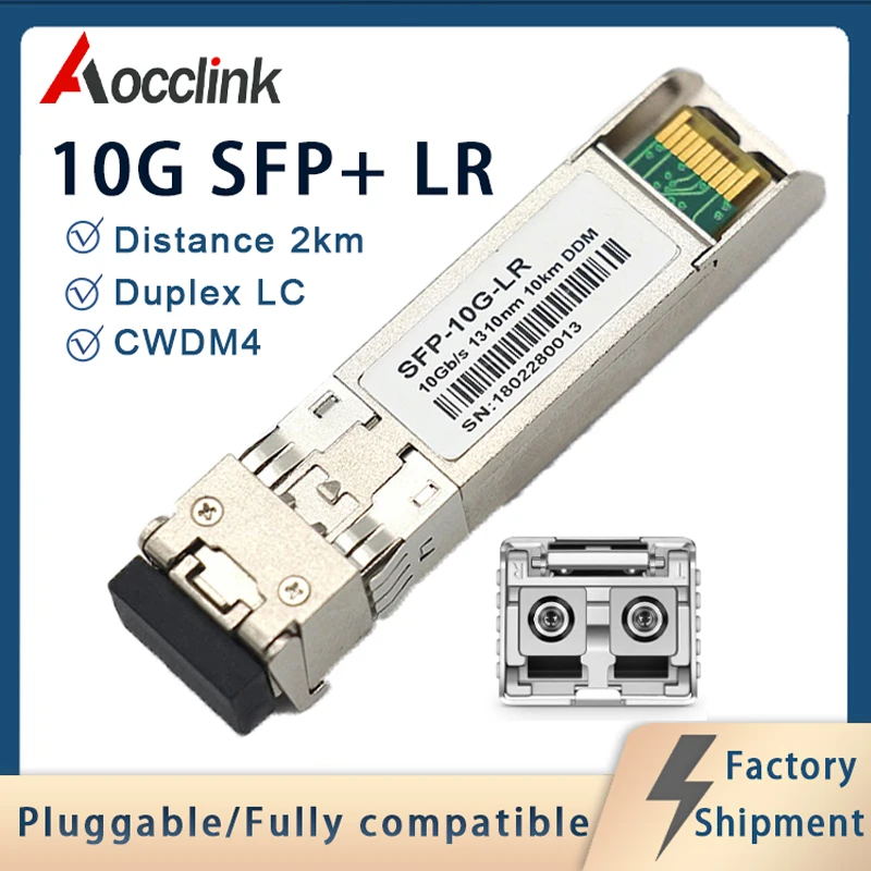 

10G-SFP+ LR 1310nm 10km Optical Transceiver Module, Single Mode Duplex LC for Ethernet Switches Cisco Mikrotik Tenda