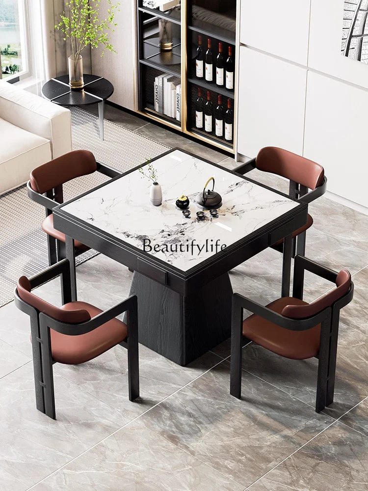 

P13High-end solid wood square dining table slate for eggs