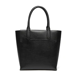 MOOQDAAX 2023 New Genuine Leather One Shoulder Carry Tote Bags High Capacity Wild Solid Simple Casual Ladies Shopping Bag