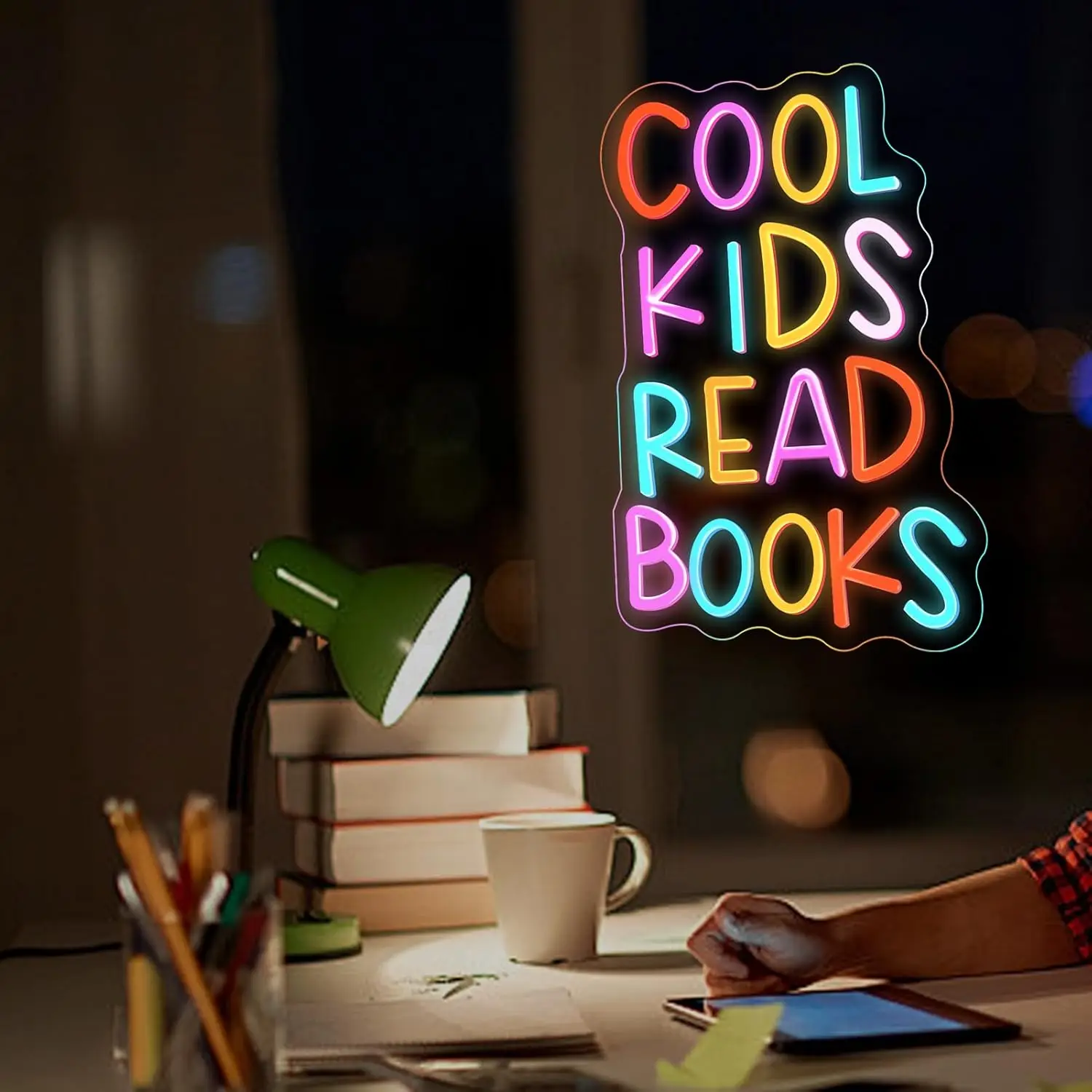 Cool Kids Read Books insegne al Neon libri luce al Neon per sala lettura Hanging Decora Library Classroom Read Corner Decor