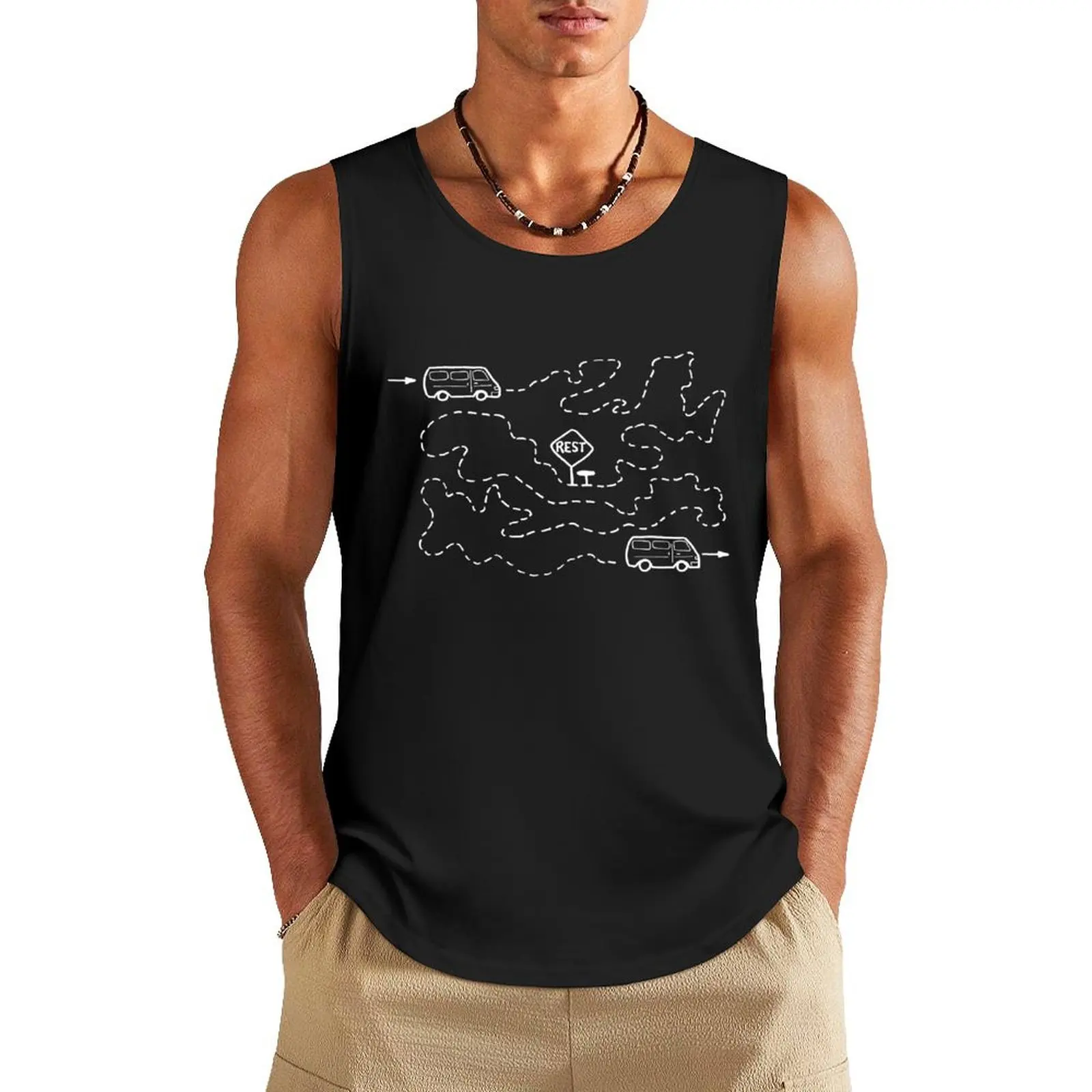 On the road van Tank Top sleeveless tshirts for men t shirt gym gym t-shirts