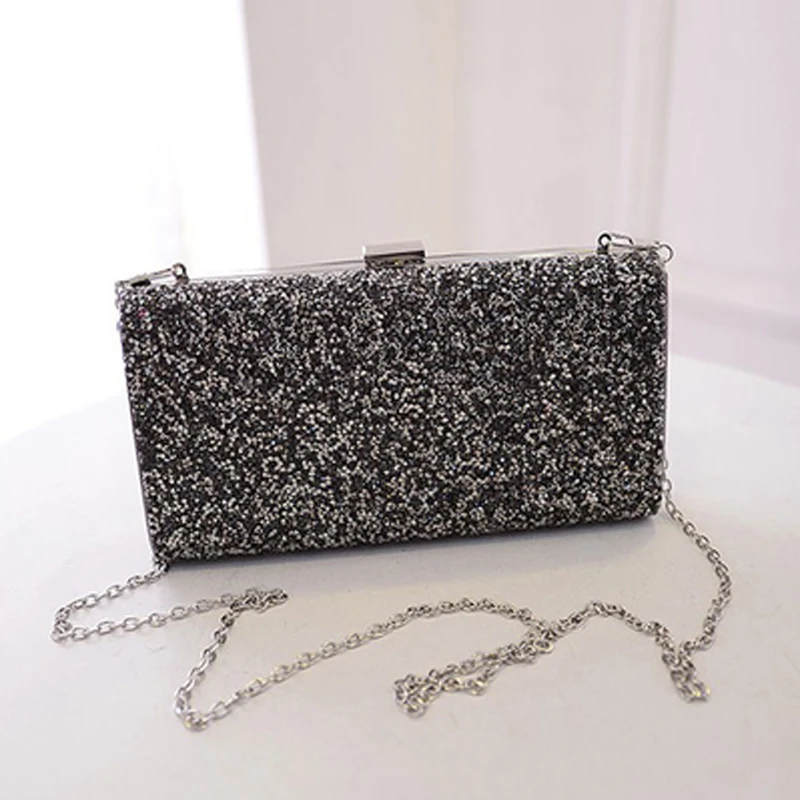 Bolso de mano plateado con diamantes para mujer, bandolera de hombro, bolso de mano de lujo para fiesta