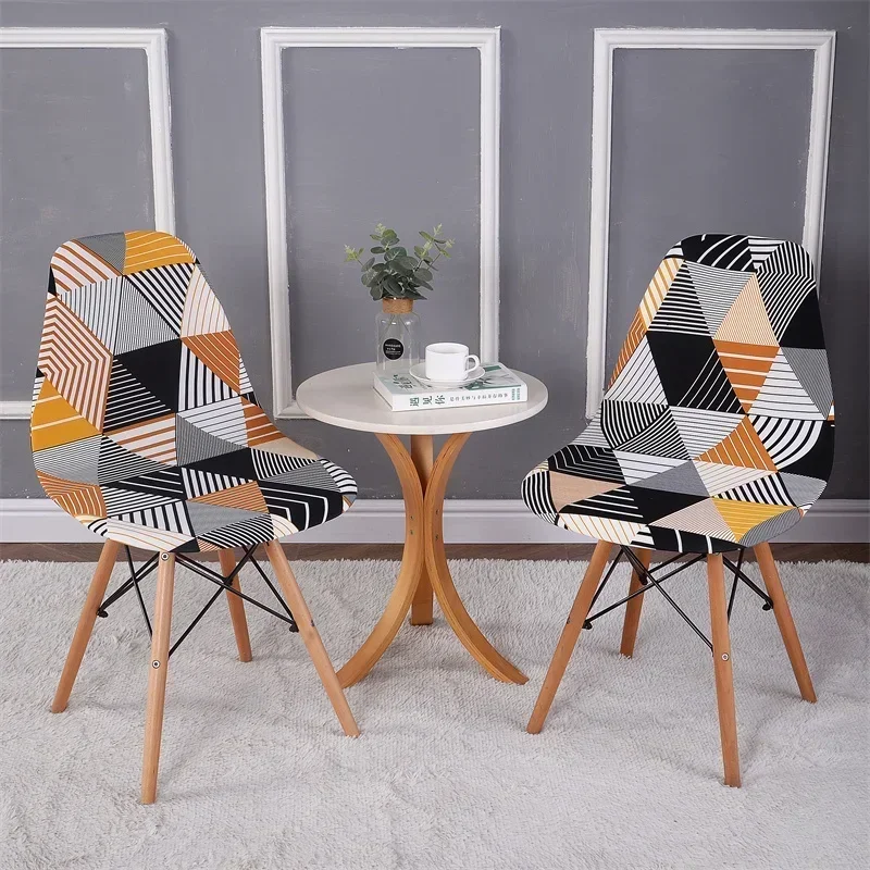 1/2/4/6Pc Nordic Shell Chair Cover Stretch Spandex Chair Slipcover Geometric Chair Covers for Kitchen Dining Office Living Room