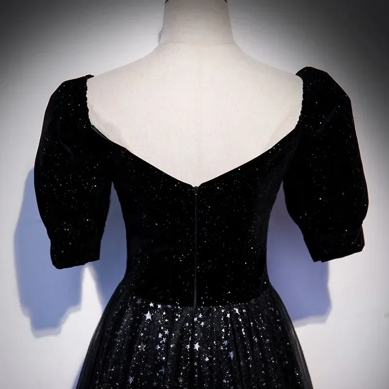 GIYSILE-vestido De noche De cielo estrellado, Vestidos negros elegantes para fiesta De cumpleaños, Vestidos De Fiesta, vestido Formal brillante