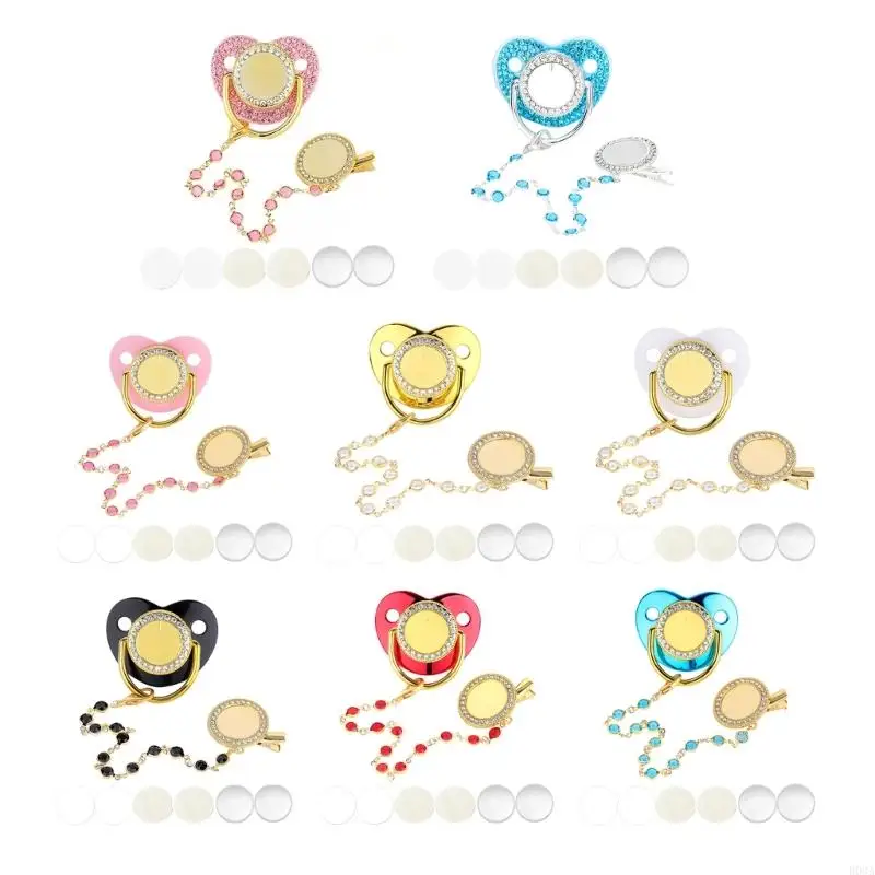 B03A Thermal Sublimation Rhinestones Baby Soothing Pacifier DIY Baby Heat Transfer Printing Nipple 6M+ Teether Shower Gift