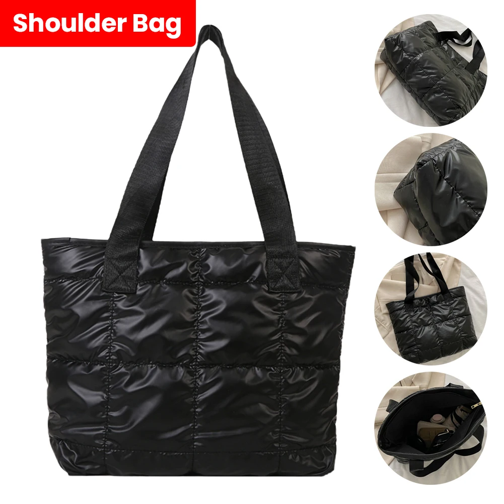 

Fashion Women Tote Bag Large Capacity Cotton Padded Ladies Tote Handbags Rhombus Top-handle Bags Quilted Solid for Office Work