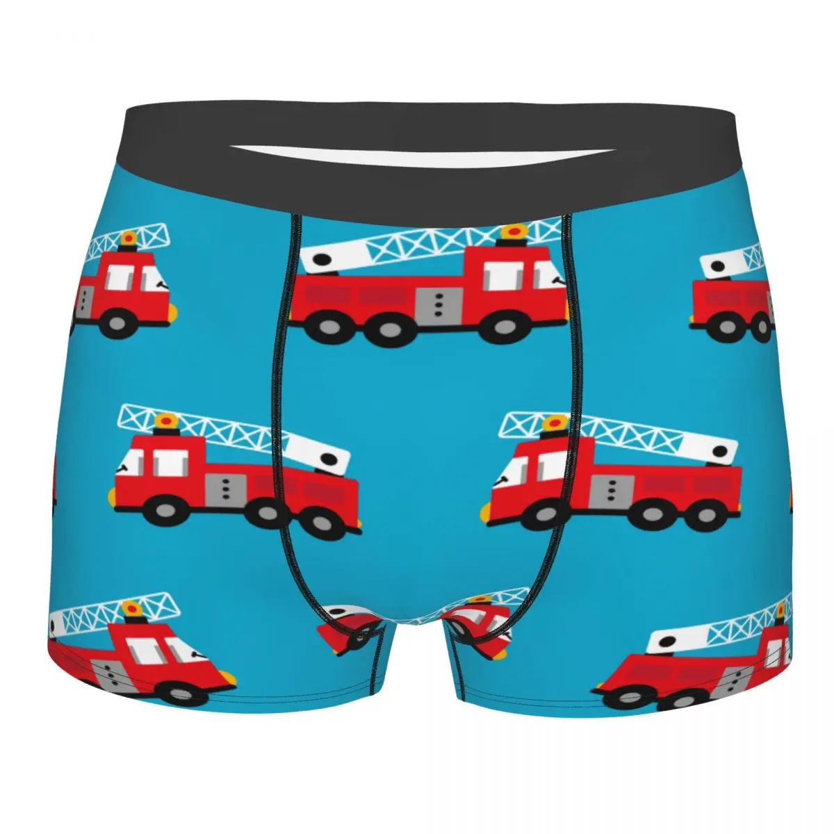 Fire Fighters Boxer Shorts for Men, Red Rire Truck Boxershorts Panties Sexy Underpants, Male Underwear