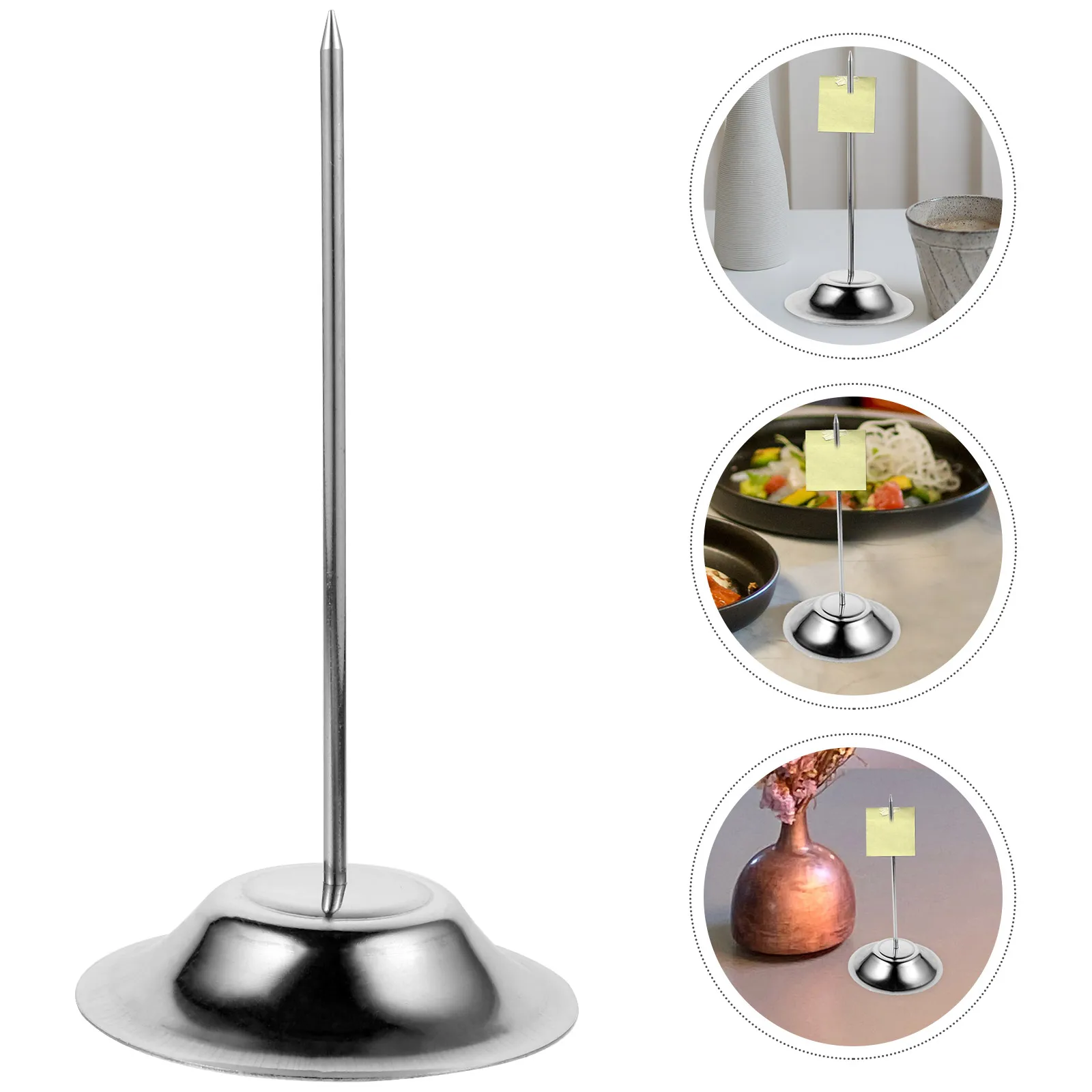 Silver Stainless Steel Receipt Holders Base Riser Menu Inserter Restaurant Ticket Stabber Desk Bill Holder Spike Metal Memo