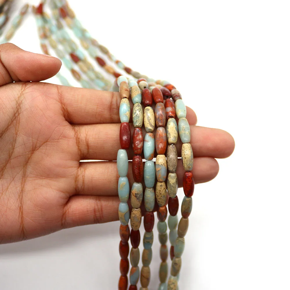 

13 Colors Vintage Imperial Stone Rice-Shaped Straight Hole Loose Bead 5x12mm Synthetic Semi-Precious Jewelry Component Materials