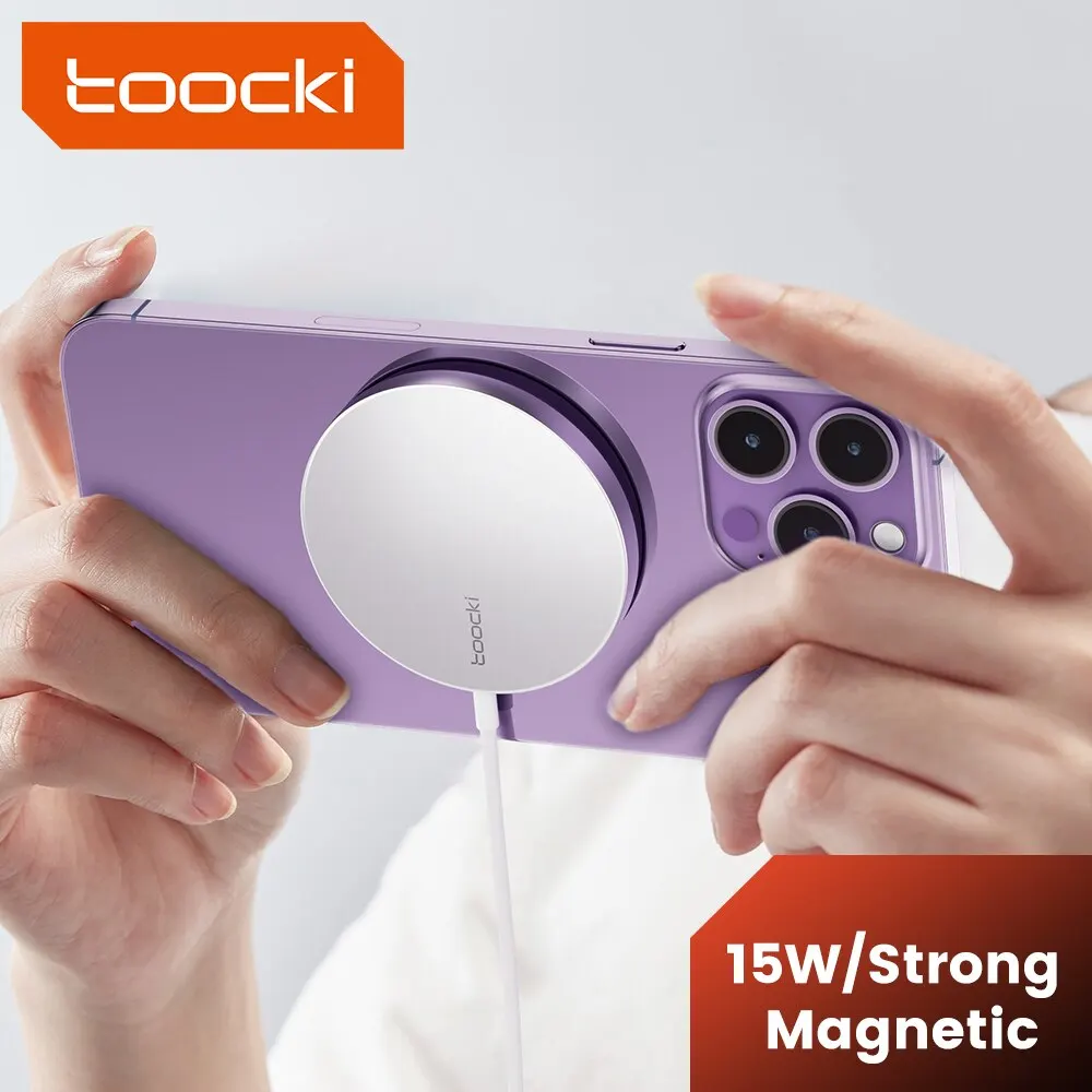 Toocki 고속 충전 마그네틱 무선 휴대폰 충전기, 아이폰 15, 14 프로 맥스, 미니용, 15W