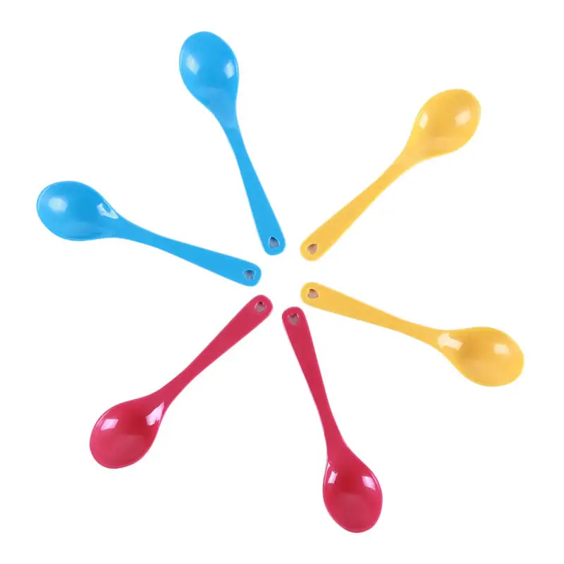 12pcs/Set Round Soup Spoon Tableware Multi-color Soup Rice scoop multi-purpose Restaurant Household Kitchenware Supplies