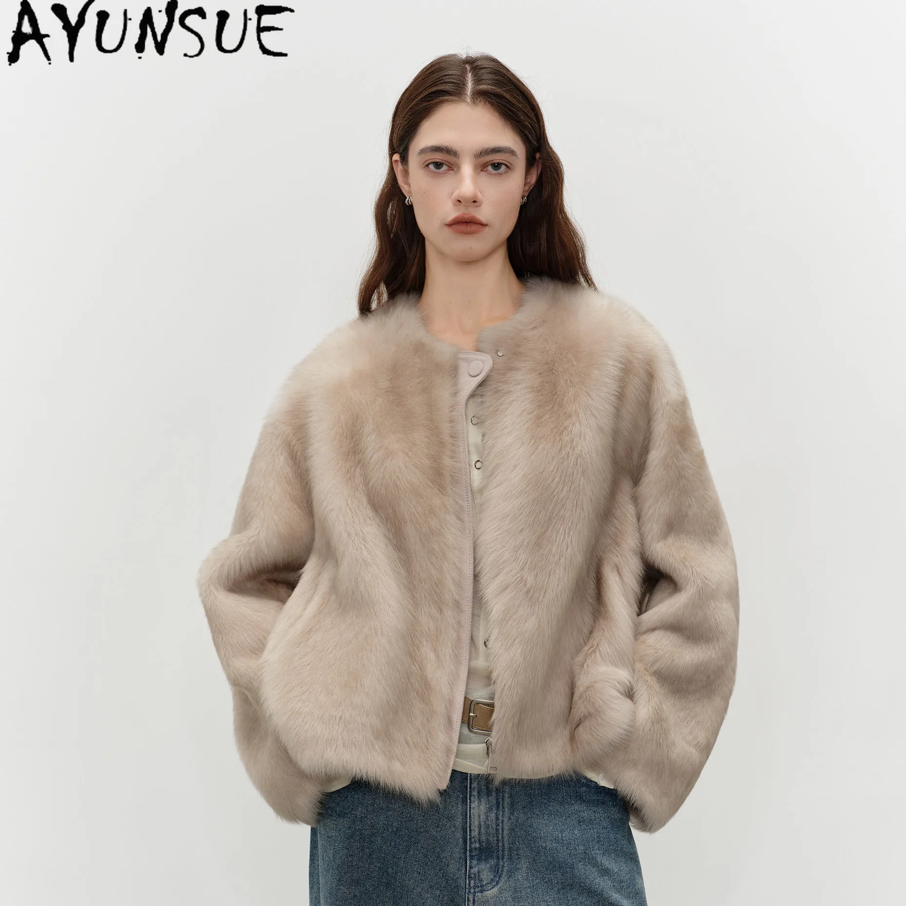 

AYUNSUE Natural Tuscany Sheepskin Fur Coat Winter Clothes 100% Real Leather Jacket Woman Fashion Womens Coats New Abrigo Mujer