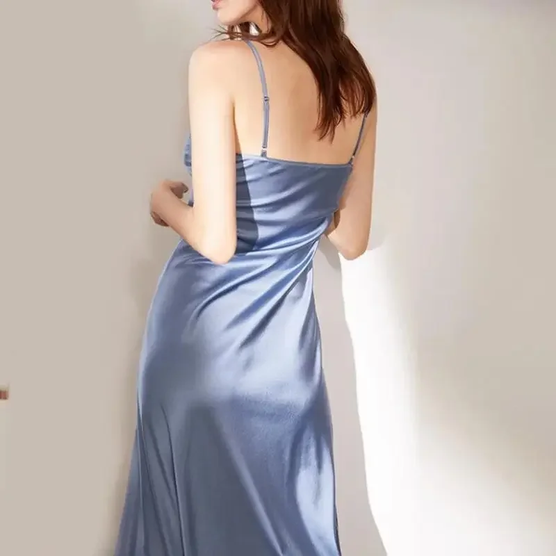 Robe Longue Élégante et Chic en Satin pour Femme, Bretelles Réglables, ixd\'Anniversaire, Maxi, Plage, Été 2024