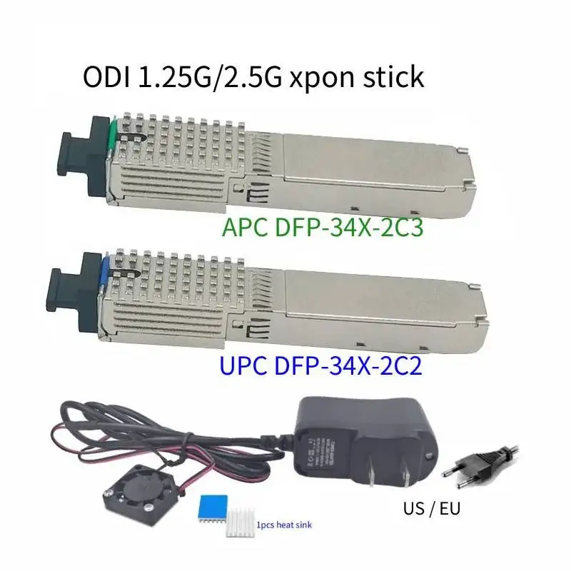 ODI EPON GPON XPON SFP ONU Stick Replace ONU 1.25G/2.5Gbps DFP-34X-2C2/3 with Web Management Cooling FAN MAC Gigabit Module