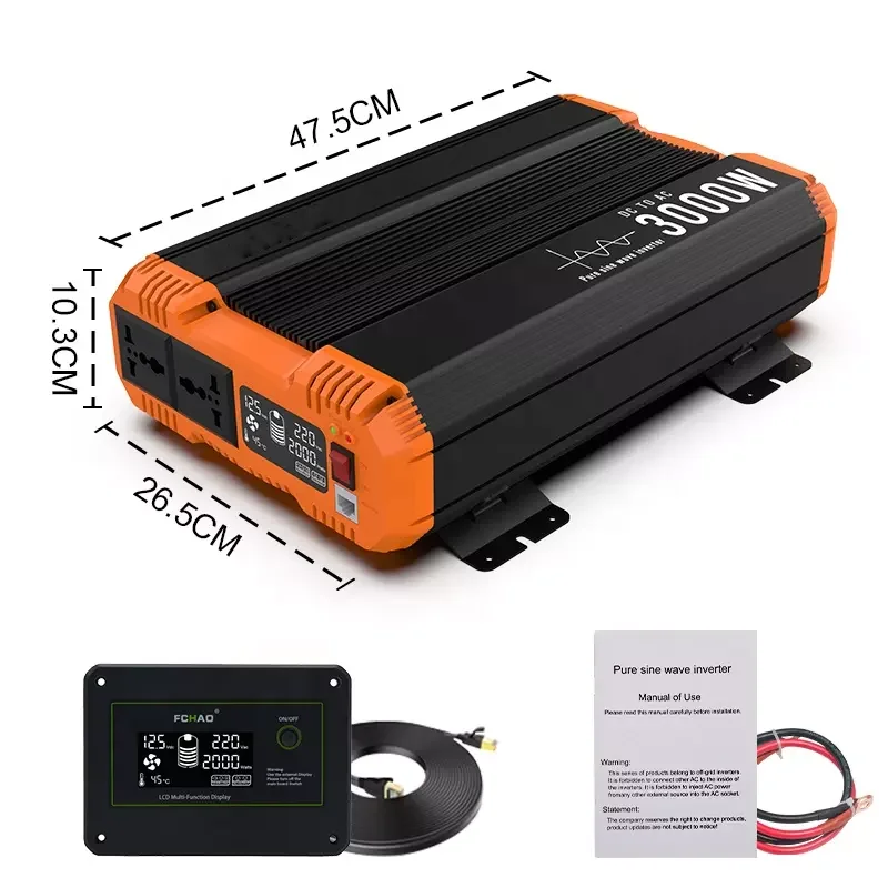 Imagem -03 - Inversor de Onda Senoidal Pura com Display Lcd Conversor de Tensão dc para ac Fonte de Alimentação Tomada eu 6000w 12v 24v a 220v 50hz