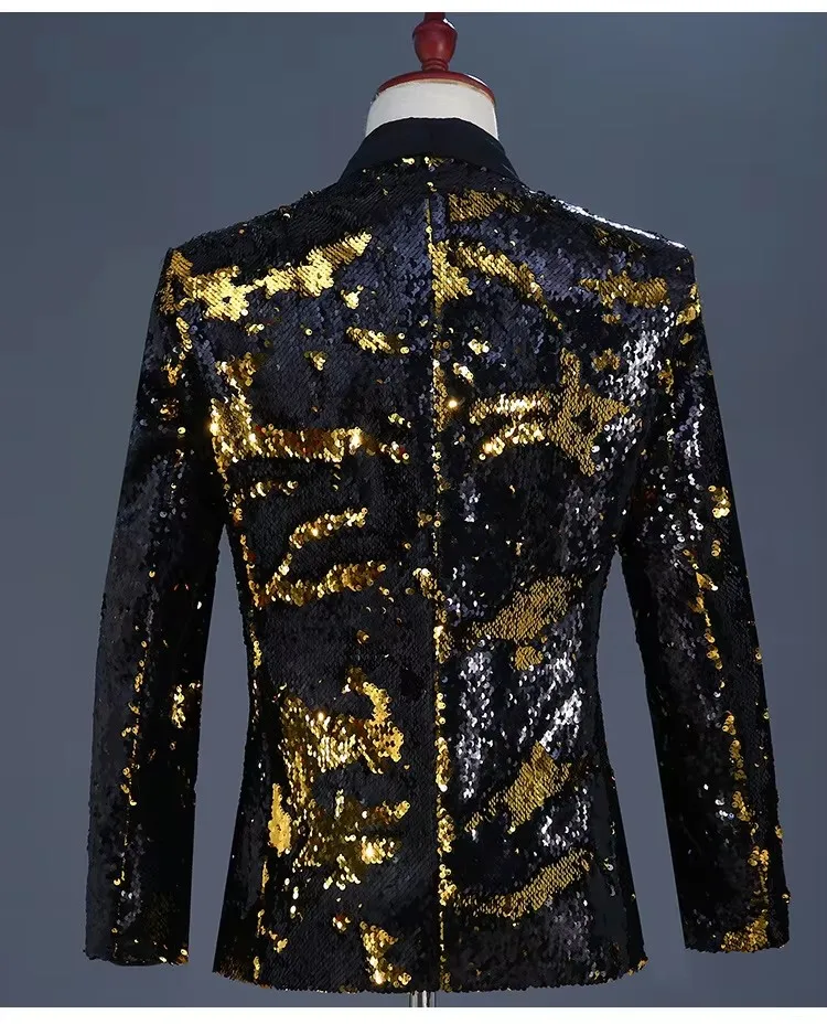 الرجال على الوجهين الترتر سهرة السترة موضة بريق البدلة سترة حفلة موسيقية مساء حفلة المضيف المرحلة ملهى ليلي الذكور المغني زي #5