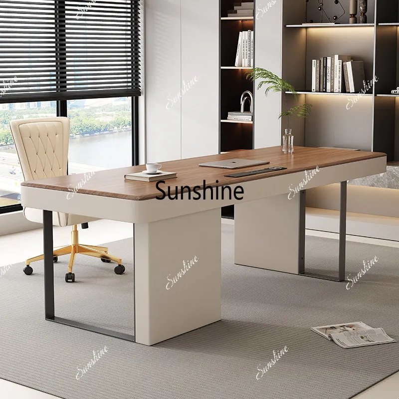 

Solid wood Italian minimalist high-end study boss desk light luxury modern home